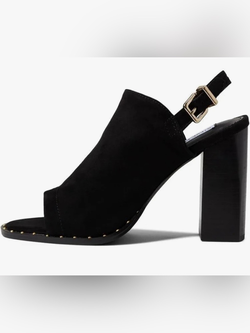 Steve Madden Interrupt Suede Peep Toe Heel Studded In Black Women's Size 6.5 New